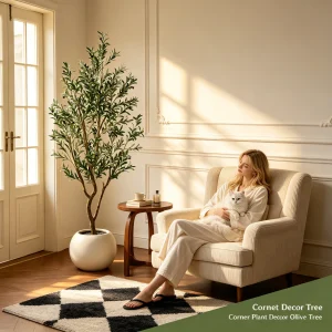 Olive Trees Artificial Indoor, 5.25/6.10/7.10FT Tall Faux Olive Tree with Black Pot,