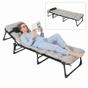 Foldable Camping Cot For Adults With Mattress & Pillow,