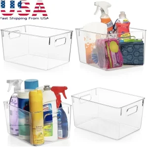 4 Pack Clear Plastic Storage Bins.