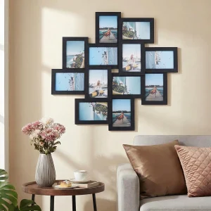Gallery Collage Photo Frame Set – Black 4x6 MDF Wood Frames with Shatterproof Glass,