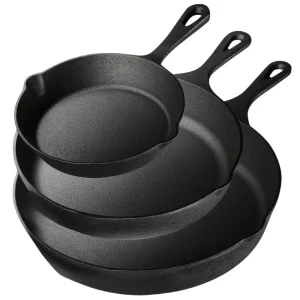 3 PCS Cast Iron Skillet Set (6/8/10 Inch)
